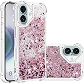 COTDINFOR Case for iPhone 16 Plus Case Glitter Bling Liquid Cute Clear Phone Case,Floating Quicksand Shockproof Protective Bumper Soft TPU Cover for iPhone 16 Plus 6.7 inch Love Rose YB