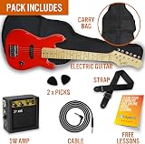 3rd Avenue 1/4 Size Kids Electric Guitar Pack - Red, 6 Months Lessons view 3