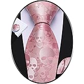 Barry.Wang Man Tie Sets Skull Ties Animal Extra Long Necktie Silk Woven Handkerchief Cufflinks Festival Party Gift