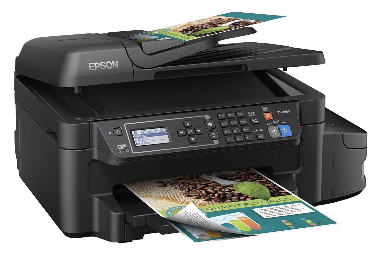 Amazon.com: Epson WorkForce ET-4550 EcoTank Wireless Color All-in-One  Supertank Printer with Scanner, Copier, Fax, Ethernet, Wi-Fi, Wi-Fi Direct:  ...