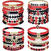 Landical 36 Pcs Football Game Day Heishi Bracelets for Women Spirit Day Accessories Stackbale Clay Bracelets Beaded Stretch Bracelet Football Mom Accessories Outfits Jewelry Gifts