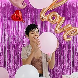 Ohiyoo 5 Pack Hot Pink Fringe Backdrop 3.2ft x