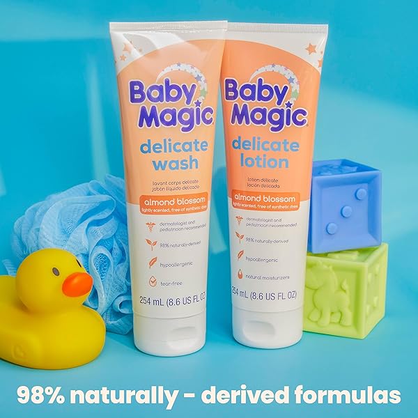 BABY MAGIC DELICATE WASH, GENTLY CLEANSES BABY WITHOUT STRIPPING MOISTURE, TEAR-FREE, CAMELLIA & COCONUT OIL, 8.6 FL OZ