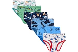 Slenily Little Boys Sharks Briefs Toddler Kids Truck Cars Underwear Soft Cotton Airplane Undies (Pack of 6)