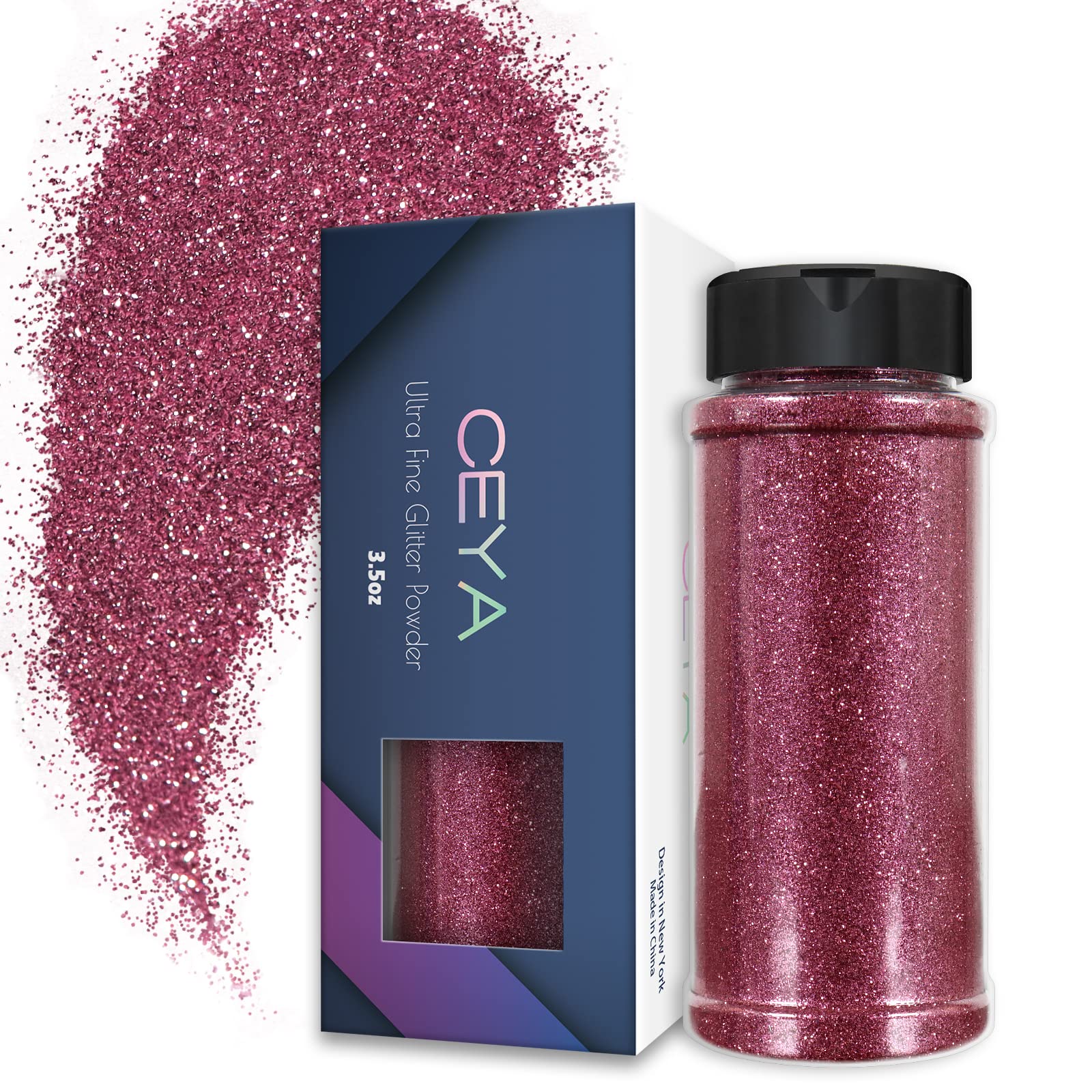 Ceya 3.5oz/ 100g Ultra Fine Glitter Powder Magenta Glitter 1/128” 0.008” 0.2mm for Slime Epoxy Resin Craft Tumbler Jewelry Nail Art Festival Makeup Scrapbook Painting Wedding Cards