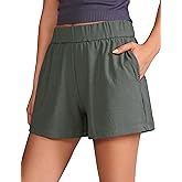 CRZ YOGA Comfy Ribbed Sweat Shorts for Women 3" - High Waisted Lyocell for Casual Lounge Athletic Jersey with Pockets