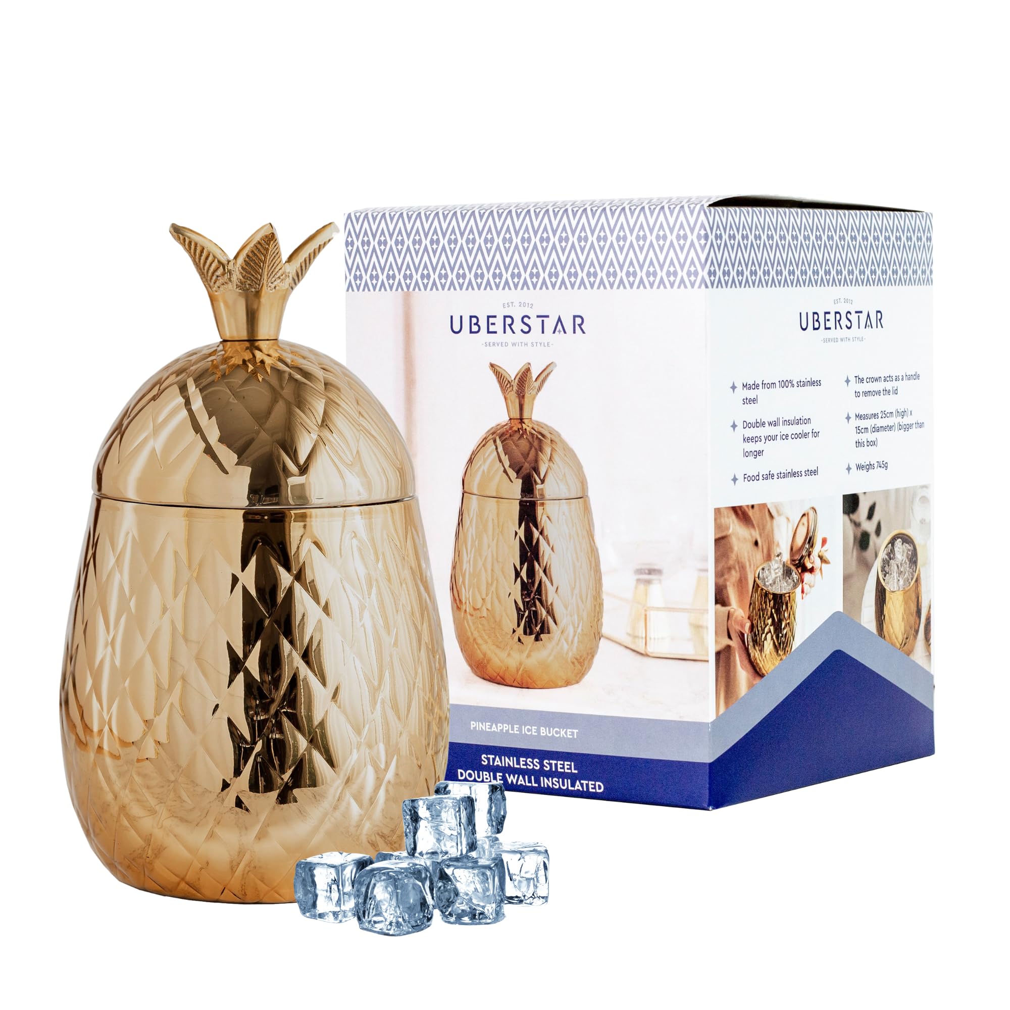 Pineapple Ice Bucket (Gold) / Ice Bucket with Lid/Party Fruit Bucket/Ice Bucket for Parties (Gold)