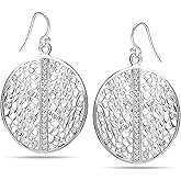 LeCalla Sterling Silver Dangle Earrings for Women | 925 Sterling Silver Long Interlocked Handmade Textured Drop Earring for Women