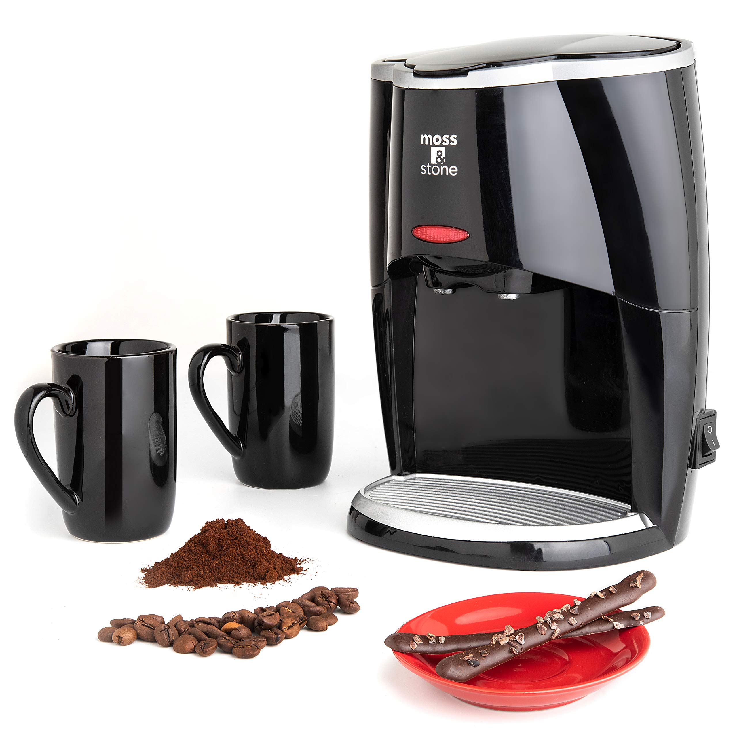 Photo 1 of Moss & Stone Mini Drip Coffee Maker with Mug (5 oz Mugs), Small Coffee Pot With 2 Coffee Cups, Mini Coffee Maker (2 Drip & 2 Mug)