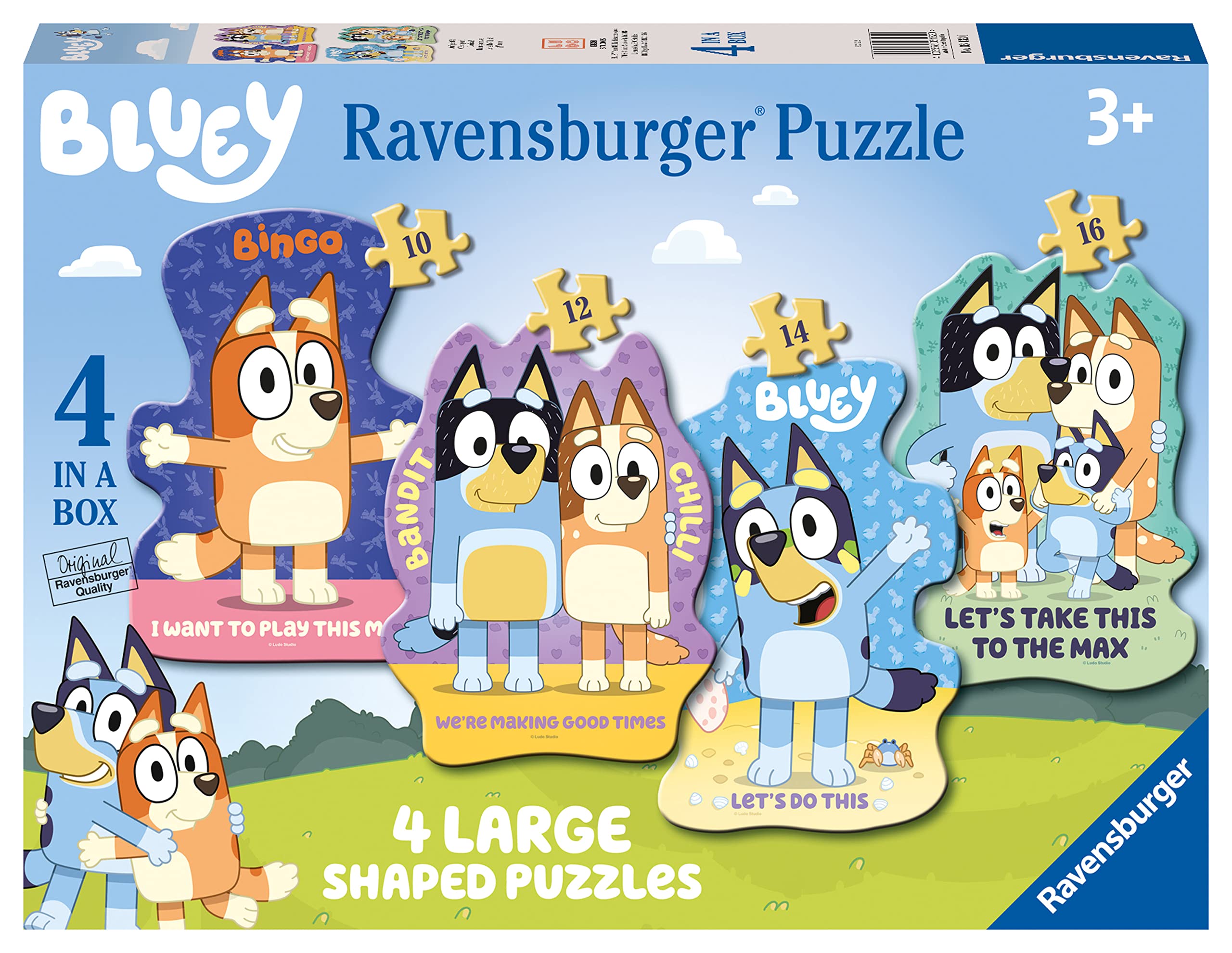 Ravensburger Bluey 4 Large Shaped Jigsaw Puzzles for Kids Age 3 Years and Up - 10, 12, 14 and 16 Pieces - Gifts for Kids