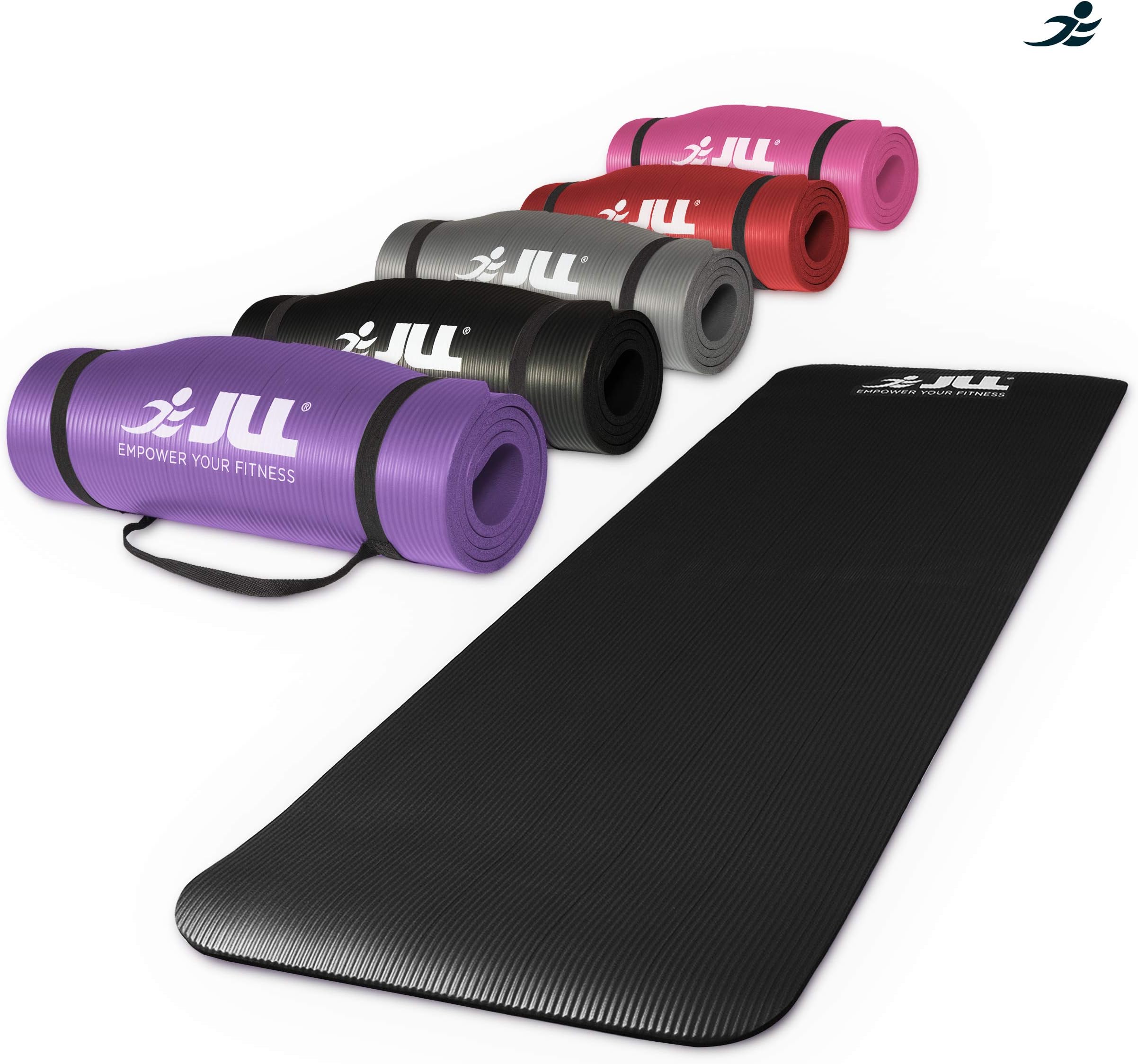 JLL® Yoga Mat 10mm Non-Slip Pilates Workout Exercise Mat available in Black and Purple. Also Ideal as Camping Mat.