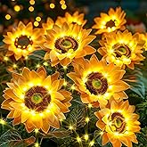 Sunflower Solar Lights Garden Decor: 10-Pack Artificial LED Solar Flower Lights Outdoor Decorations- Waterproof Decorative Light for Patio Yard Pathway Walkway - Spring Gardening Gifts for Women Mom