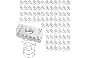 Jayseon 80 Pcs 1/4"-20 Strut Channel Nuts,Carbon Steel Spring Strut Nuts for Strut Channel, Spring Nuts for Channel Struts, Dacromet Finish Excellent Rust