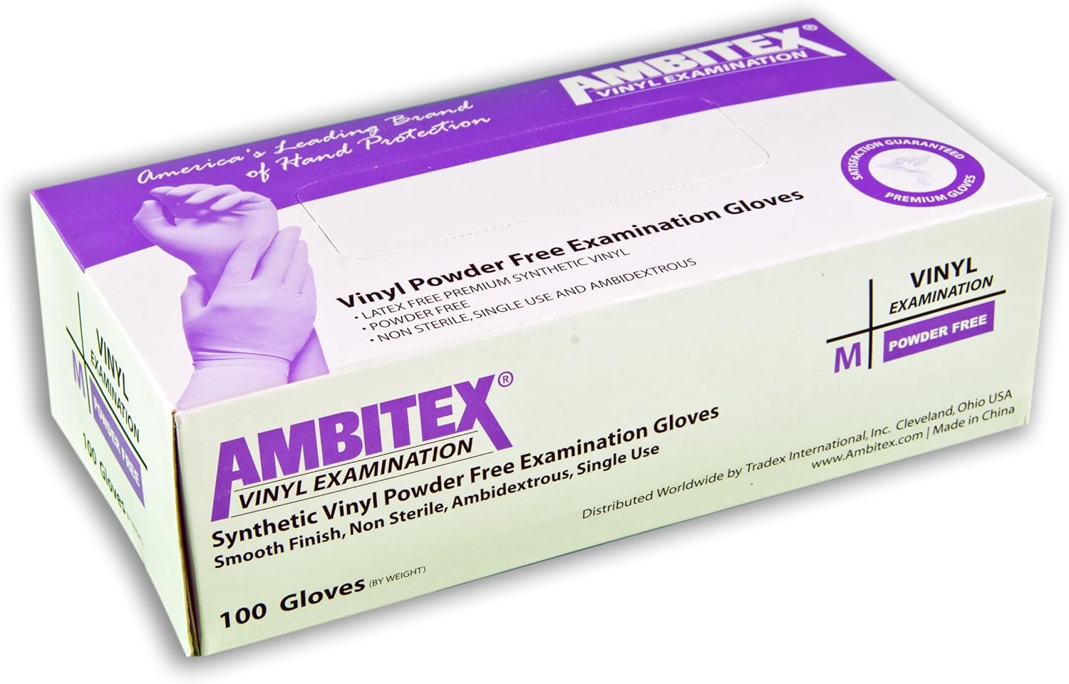 Ambitex Disposable Vinyl Exam Gloves Powder Free (10 Boxes