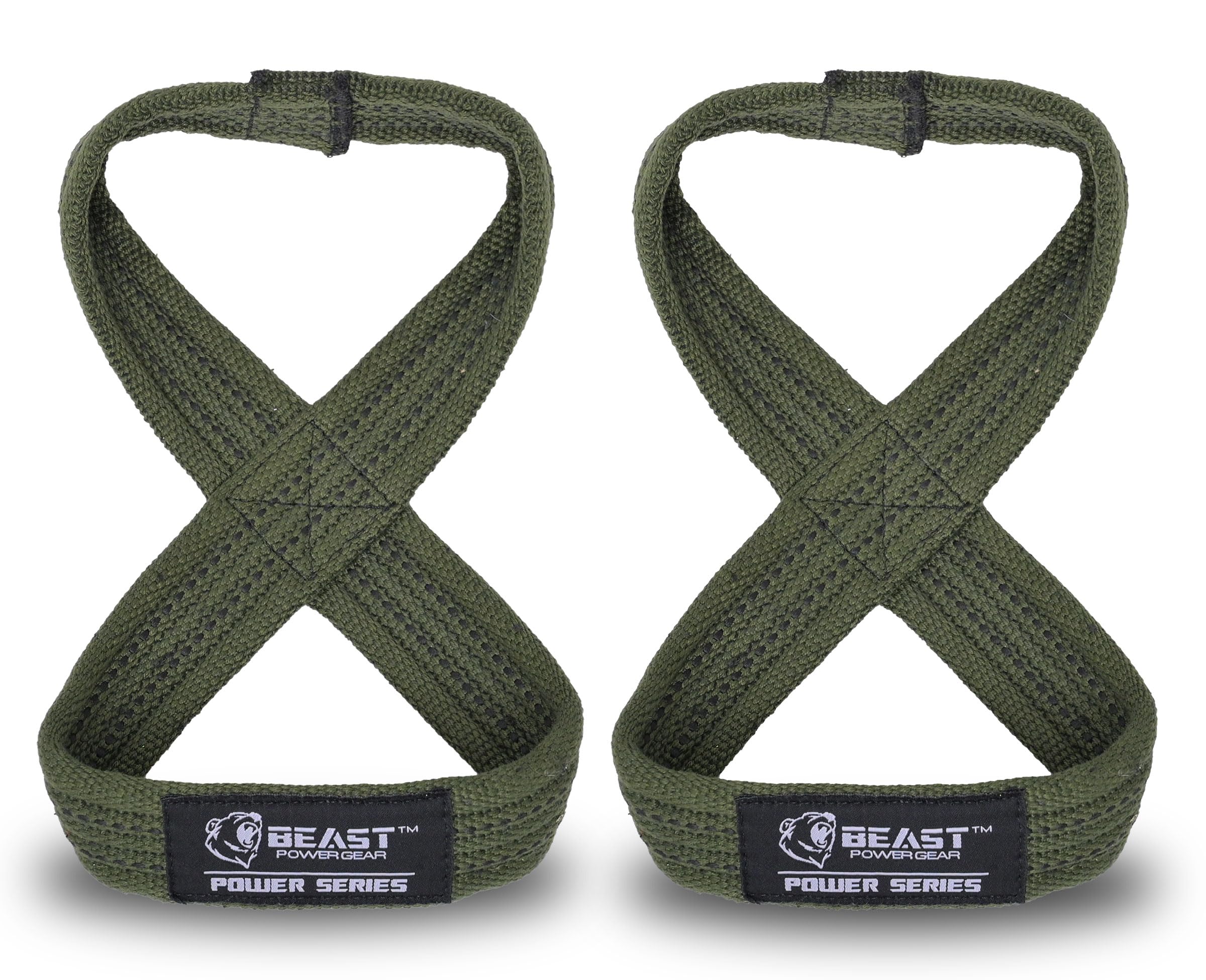 Photo 1 of Beastpowergear Figure 8 Strap | Heavy Duty Deadlift Straps Weight Lifting Power Wrist Strap | Weightlifting Powerlifting Shrugs Workout Men Women (Green/Black, Medium 12” (Up to 8.5 Wrist Circumference))