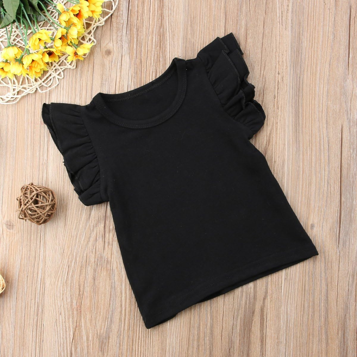 Infant Toddler Baby Girl Top Basic Plain Ruffle T-Shirt Blouse Casual Clothes: Clothing