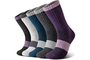 Nimalpal Wool Socks for Women - Hiking Womens Socks 5 Pairs, Thermal Sock for Men & Women Winter Warm Moisture Wicking