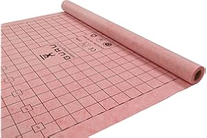 GURU USA Water-Stop Shower Waterproofing Membrane Roll, Bathroom Water Blocker, Waterproof Tape for Wall, Tile, Flooring, Crack Isolation, & More, 1 x 5 m (54 ft²) Roll