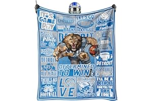 MAUPIVAE Detroit Fans Blanket Gifts 60x50 inches Soft Lightweight Flannel Throw Blanket for Men Women Youth Kids Blue Football Team Color Blankets for Sofa Bed Bedroom Living Room