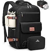 MATEIN Anti Theft Personal Item Backpack 18x14x8, Underseat Travel Backpack with Water Bottle Holder Fit 15.6 Inch Laptop, TSA Approved Luggage Bag with Shoe Compartment for Spirit Airlines, 2 Pcs Set