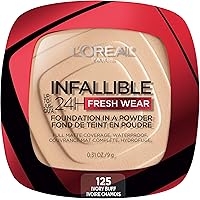 L'Oreal Paris Infallible Fresh Wear Foundation in a Powder Up to 24H Wear oz., 125 Ivory Buff, 0.31 Fl Oz