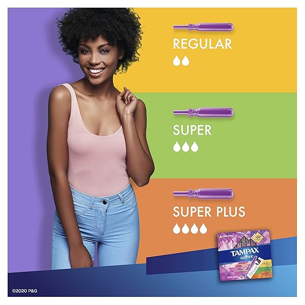TAMPAX RADIANT TAMPONS TRIO PACK REGULAR/SUPER/SUPER PLUS ABSORBENCY, UNSCENTED, 28 COUNT