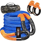 HOKINETY Kinetic Recovery Tow Rope: 1.26" x 30ft Snatch Strap with Soft Shackles Heavy Duty Offroad Towing Straps Kit for Trucks SUV UTV ATV Tractor Car Jeep - Blue