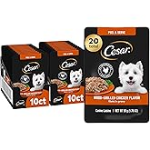 Cesar Filets in Gravy Wet Dog Food Wood-Grilled Chicken, Wet Food for Dogs, 1.76 oz. Mini-Pouches, 20 Count