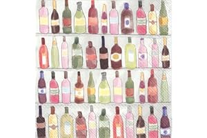 Ideal Home Range C013200 20 Count Wine Shelves 3-Ply Paper Cocktail Napkins, Multicolor