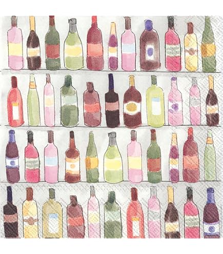 Produktbild von Papierservietten RED AND WHITE WINE – 20 Stück Cocktail-Servietten, 25 X 25 Cm