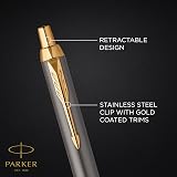 Parker IM Grey Lacquer Ballpoint Pen with Gold Trims Medium Point Blue Ink view 4
