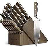 Astercook 17-Piece Forged Knife Set with Block | Full Tang Professional Kitchen Knives in Stainless Steel with Triple-Rivet Ergonomic Handles & Gift-Ready Collection