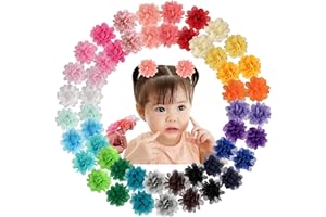 BBGIFTS 50PCS Toddler Girls Hair Ties Hair Scrunchies 2inch Chiffon Flower Hair Bows Rubber Bands Hair Ties Soft Elastics Ponytail Holders Hair Accessories for Infants Toddlers Kids Children Set of 25 Pairs