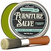 Furniture Salve for Leather - Polisher, Moisturizer, and Restorer for Couches and Furniture - Conditioner for Leather, Wood, and Vinyl - Repair Salve with Brush - 4oz