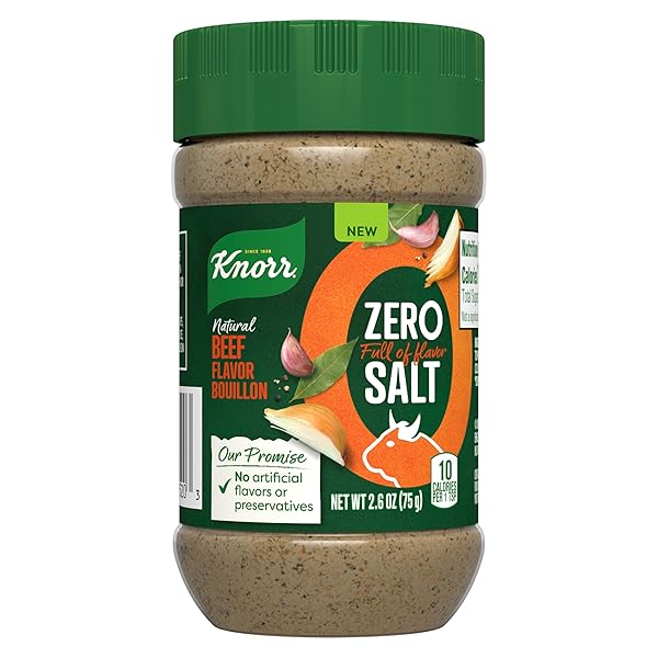 KNORR ZERO SALT POWDER BOUILLON NATURAL BEEF FLAVOR BOUILLON FOR SAUCES, GRAVIES AND SOUPS, WITH NO ARTIFICIAL FLAVORS OR PRESERVATIVES 2.6 OZ
