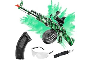 SPBLASTB Large AKM-47 Gel Ball Blaster - 200FPS and Shoot Up to 100FT Gel Ball Blaster, Double Shooting Modes, Suitable for Adults, Green
