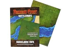 Dungeon Craft Battle Map for DND & RPG – Double-Sided Gloss Laminated 24"x33" Mat with 1" Grid – Wet/Dry Erase Tabletop Terrain – Grasslands Pack