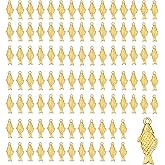 ZGGAZCA 100Pcs Fish Charms Gold Ocean Animal Charms for Jewelry Making Cute Metal Fishing Charm Beads for DIY Crafting Bracelets Necklace Earring Pendants for Women Jewelry