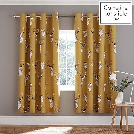 Catherine Lansfield Stag Eyelet Curtains 66x72 Inch Ochre Amazon