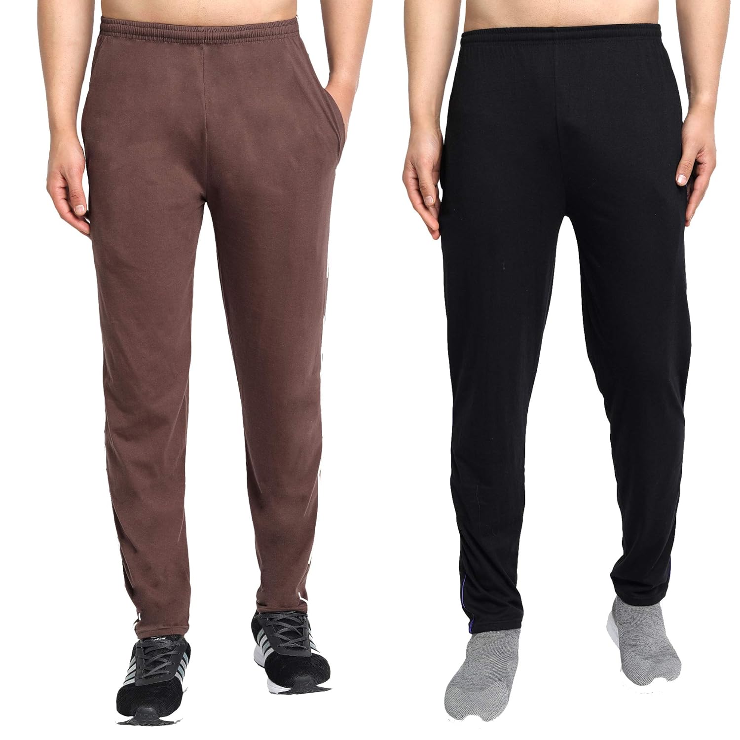 Buy NETTLE Men's Regular fit Cotton Track Pant Black Coffee Combo