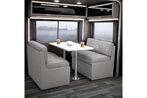 Qualitex De Leon RV Dinette, Bed with Storage, w/Blanco Table, Ultimate Leather, Ash