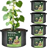 T4U 15 Gallon Grow Bags Pack of 5 Large Fabric Pots Heavy Duty Nonwoven Planters