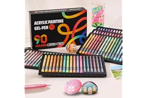 90 Colors Acrylic Gel Pens Set -Large Capacity 1.0mm Bullet Tip Fast-Dry Strong Color Stacking ability Pens for Adult Colorin