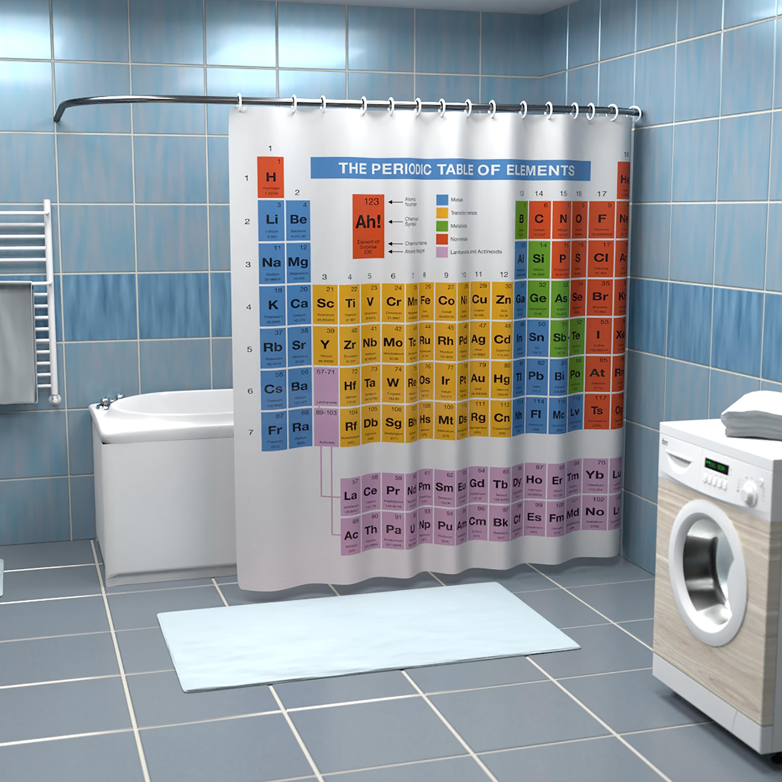 getDigital Periodic Table Shower Curtain - Anti-Bacterial Shower Curtain made from Polyester - 180 x 200 cm