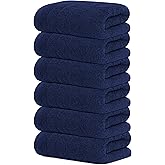 Tens Towels Pack of 6 Hand Towels, 100% Cotton, Lighter Weight, Quick to Dry, 16 x 28 Inches, Super Soft & Absorbent, Perfect for Bathroom & Kitchen, Navy