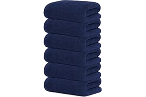 Tens Towels Pack of 6 Hand Towels, 100% Cotton, Lighter Weight, Quick to Dry, 16 x 28 Inches, Super Soft & Absorbent, Perfect for Bathroom & Kitchen, Navy