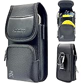 Belt Clip Pouch，Cell Phone Belt Holster for iPhone 17 Plus/Pro Max/16 Plus/Pro Max/15 Pro Max, and All Plus and Pro Max Models with Case Installed. Zipper Storage and Credit Card Pocket, Black