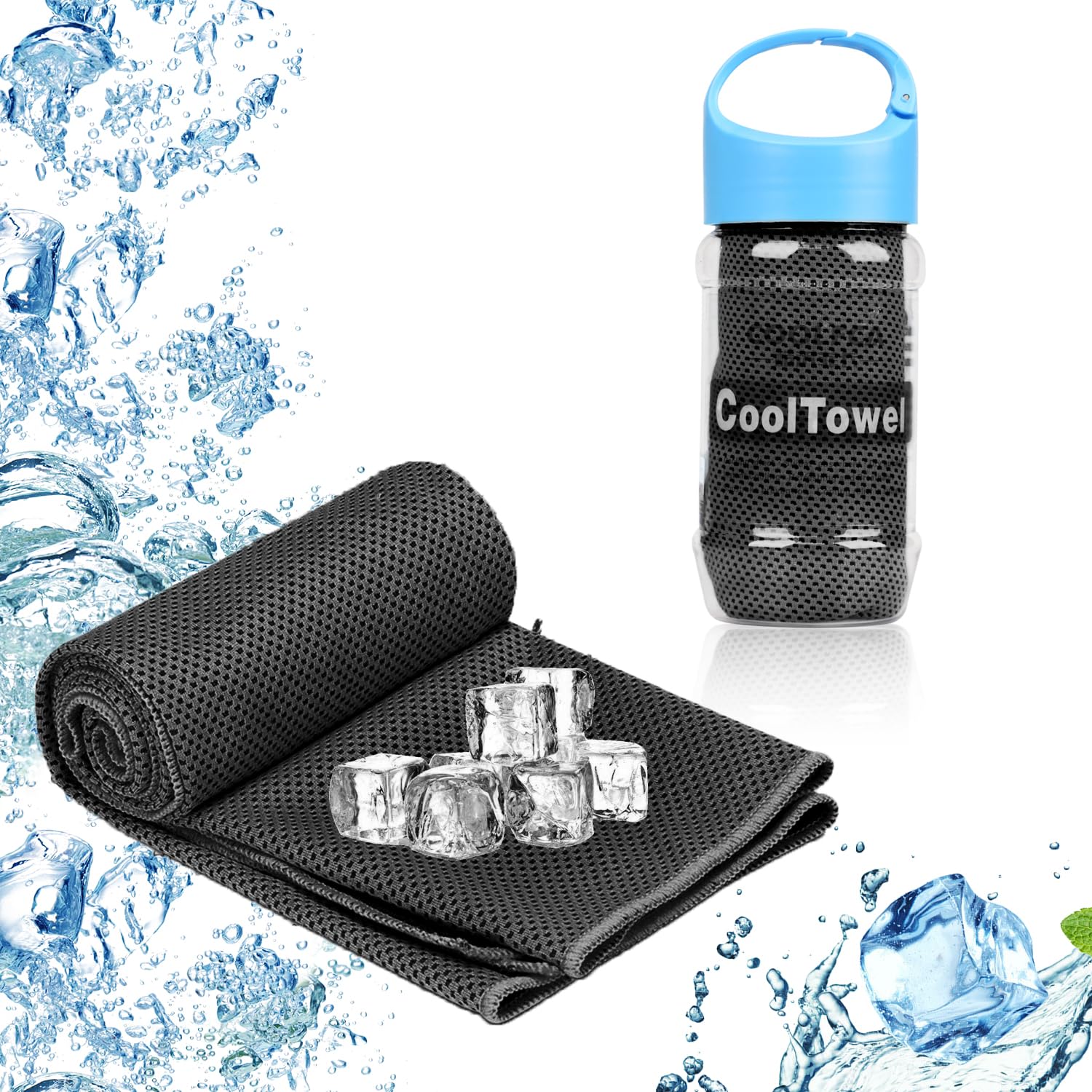 Surcotto Cooling Towel,Microfibre Gym Towel, (40"x12"),Cooling Towels for Neck,Lightweight Quick Dry Towel for for Golf,Sport,Running,Gym,Camping,Fitness,Workout & More Activities -Black