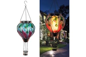 VZVXCC Hot Air Balloon Solar Hanging Lantern-Hummingbird Flickering Flame Solar Lantern Outdoor Garden Decorative Waterproof Solar Lights for Lawn Porch Tree Yard Decorations