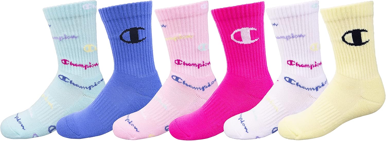 Champion unisex child Kids' Multipacks Socks, Crew Multi Script Dark